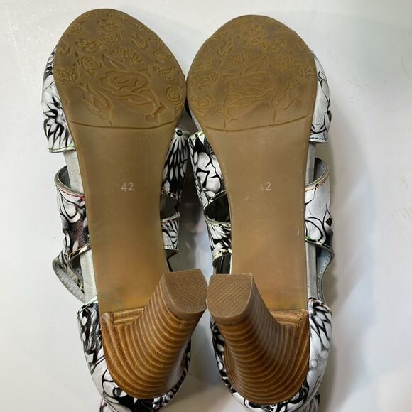 L’Artistic Womens Spring Step Amora Hand Painted Leather  Sandal Heel Sz 10.5 - Picture 11 of 14